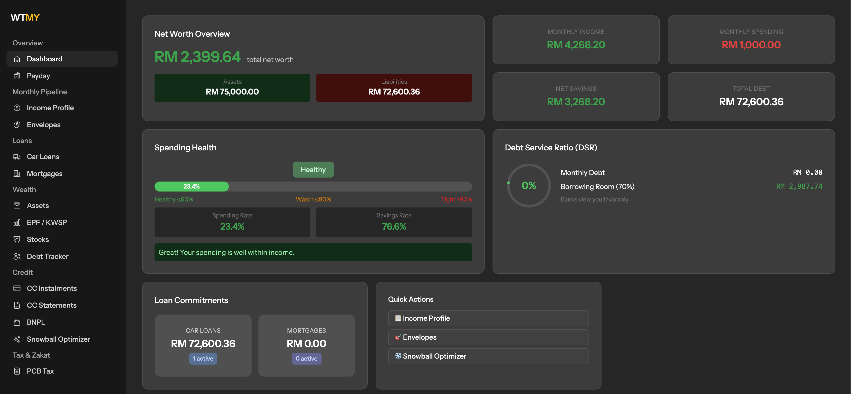 Net Worth & Financial Health Dashboard