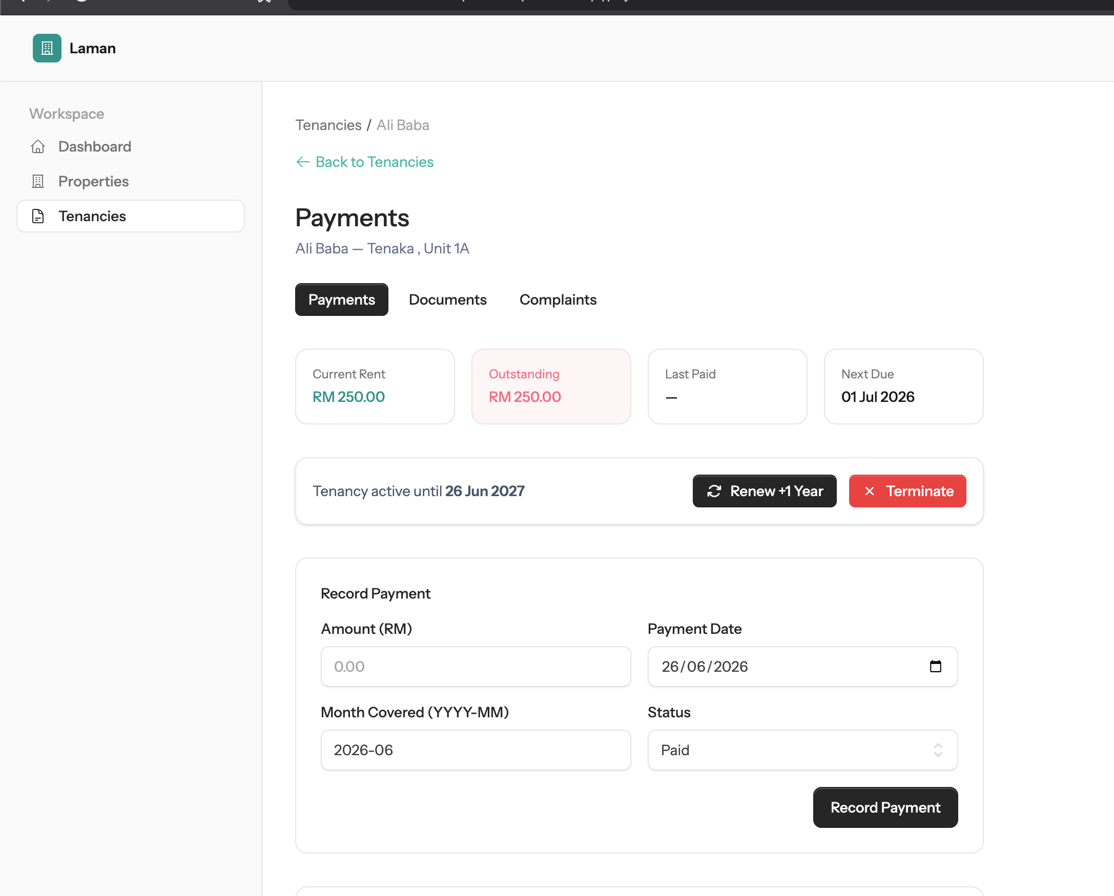 Rental Finance Dashboard
